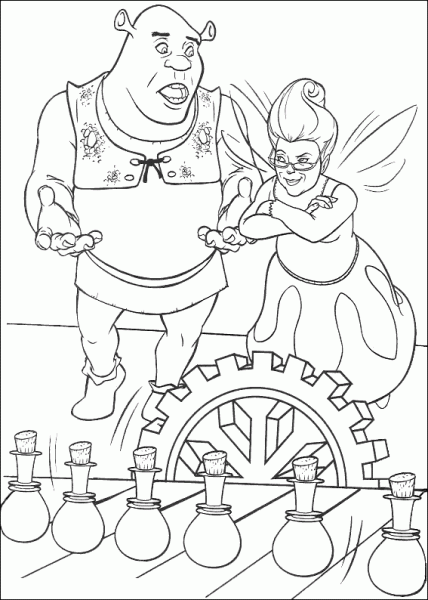 coloriage Shrek et la fee